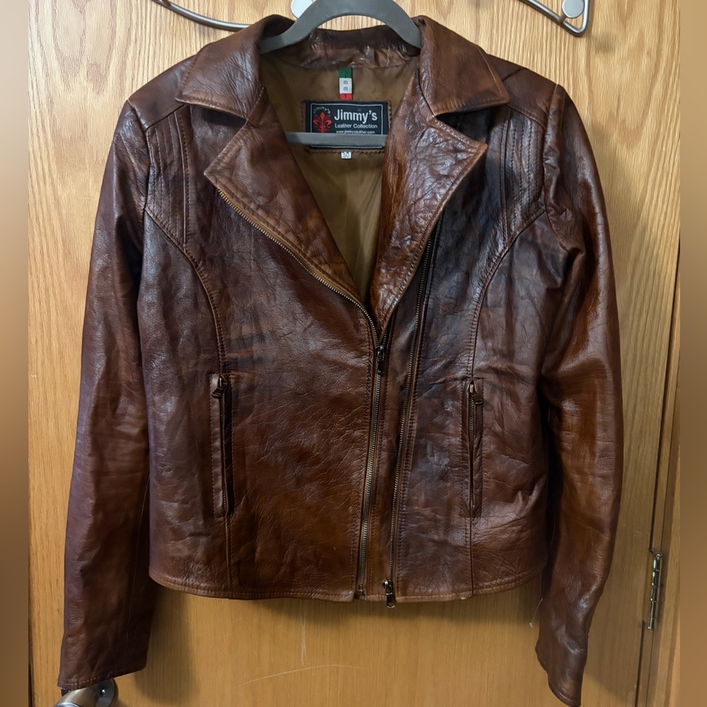 Jimmy’s Leather Collection - Brown Italian Leather Moto Jacket